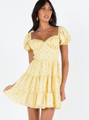 Danny Mini Dress Yellow Floral