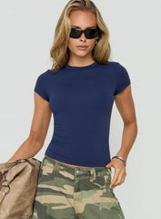 Daily Define Crew Neck Short Sleeve Top Navy