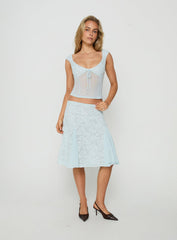 Quani Lace Midi Skirt Blue
