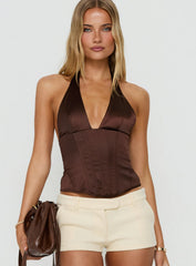 Midnight Kiss Corset Halter Top Brown