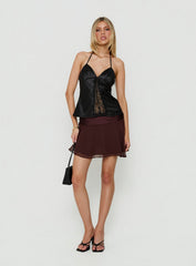 Emey Asymmetrical Mini Skirt Brown