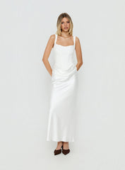 Ryana Corset Drape Maxi Dress White