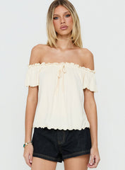 Stars Hollow Babydoll Off Shoulder Top Cream