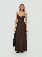 Odalia Tie Detail Maxi Dress Chocolate