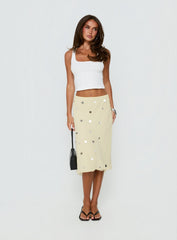 Kessiah Sequin Midi Skirt Yellow