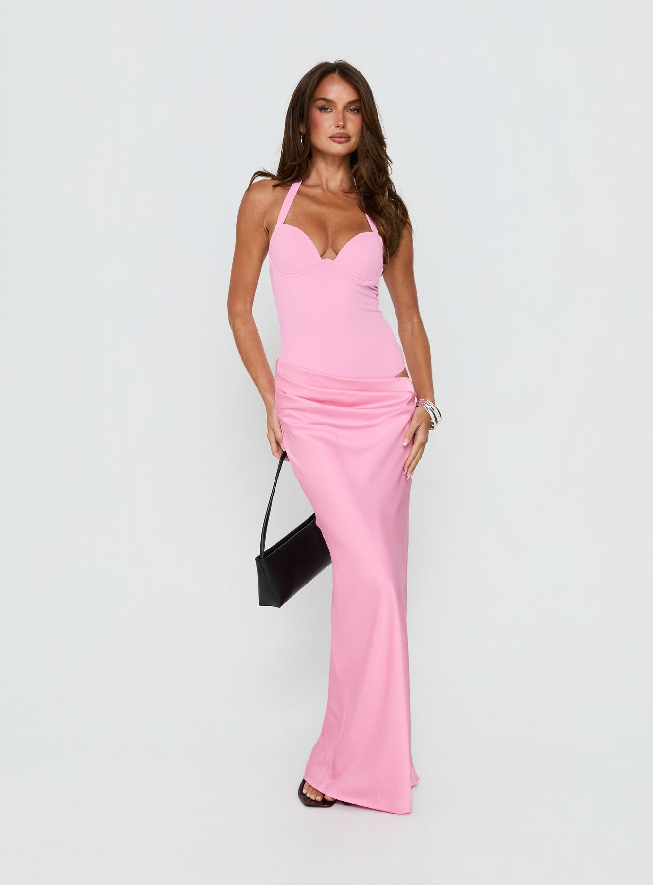 Tayna Draped Maxi Dress Pink