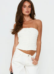 Jaima Textured Strapless Top Cream