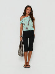Lunnah Off Shoulder Top Aqua Polka Dot