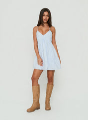 Giordana Vneck Babydoll Mini Dress Blue