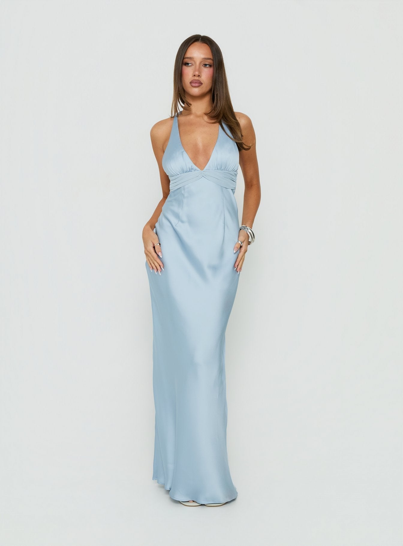 Odyssa Halter Maxi Dress Blue Slate