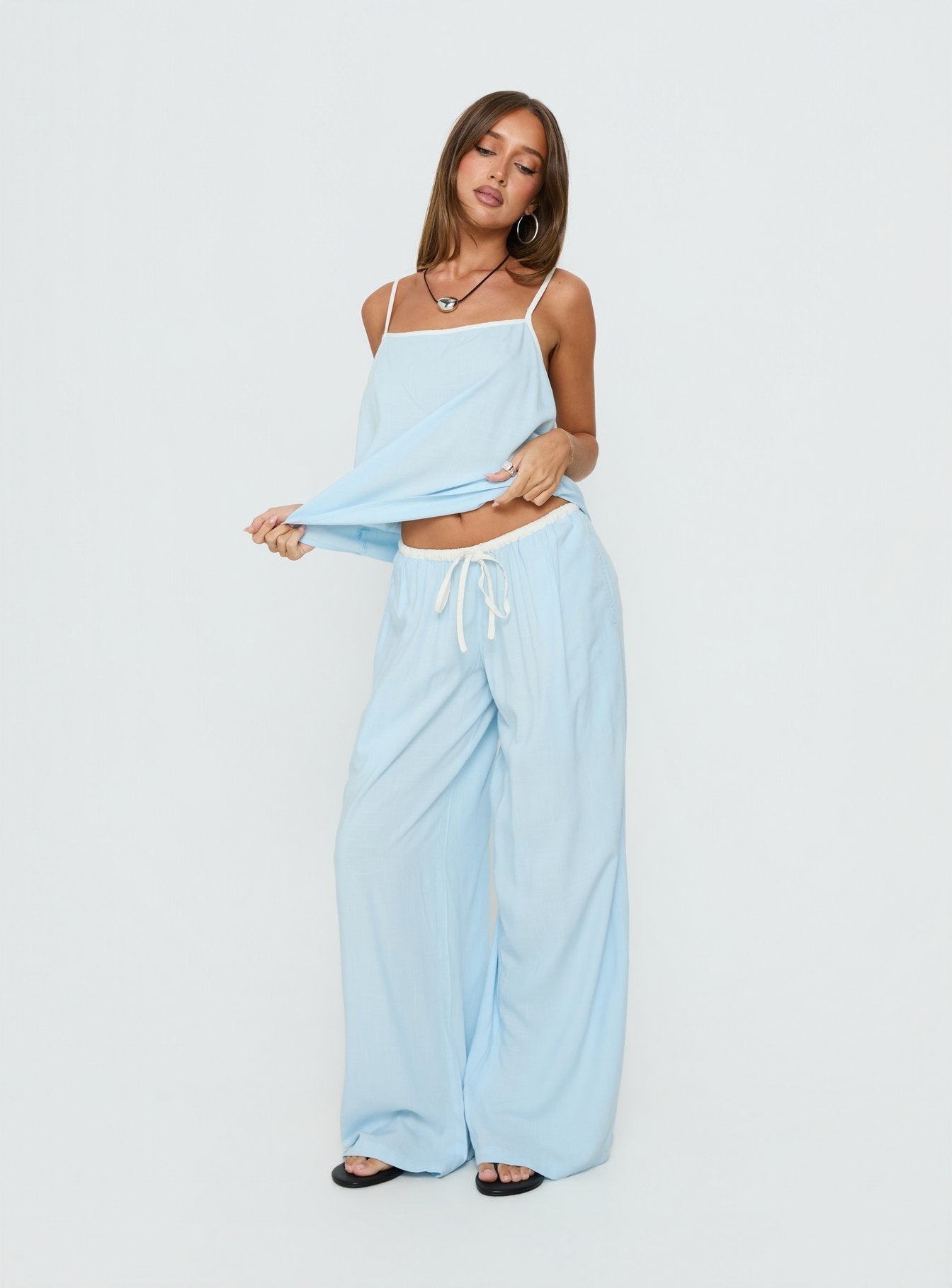 Nolei Contrast Pants Set Blue / White