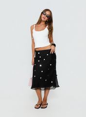 Kessiah Sequin Midi Skirt Black