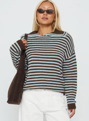 Moon Went Dark Collared Knit Sweater Stripe