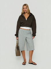 Zellah Double Ended Zipper Hoodie Iron Grey