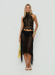 Trophy Sheer Midi Skirt Black