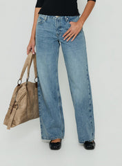 Serenitia Mid Rise Relaxed Jeans Bright Blue