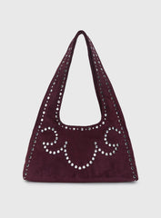 Lemoni Faux Suede Stud Bag Burgundy