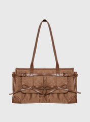 Beaming Bow Detail Shoulder Bag Tan