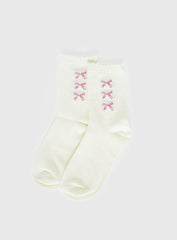 Teen Spirit Bow Socks White / Pink