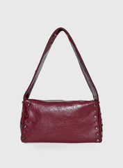 Kaiser Stud Detail Shoulder Bag Burgundy