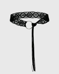 Dayten Ring Detail Crochet Belt Black