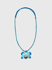 Wildrose Flower Pendant Necklace Blue