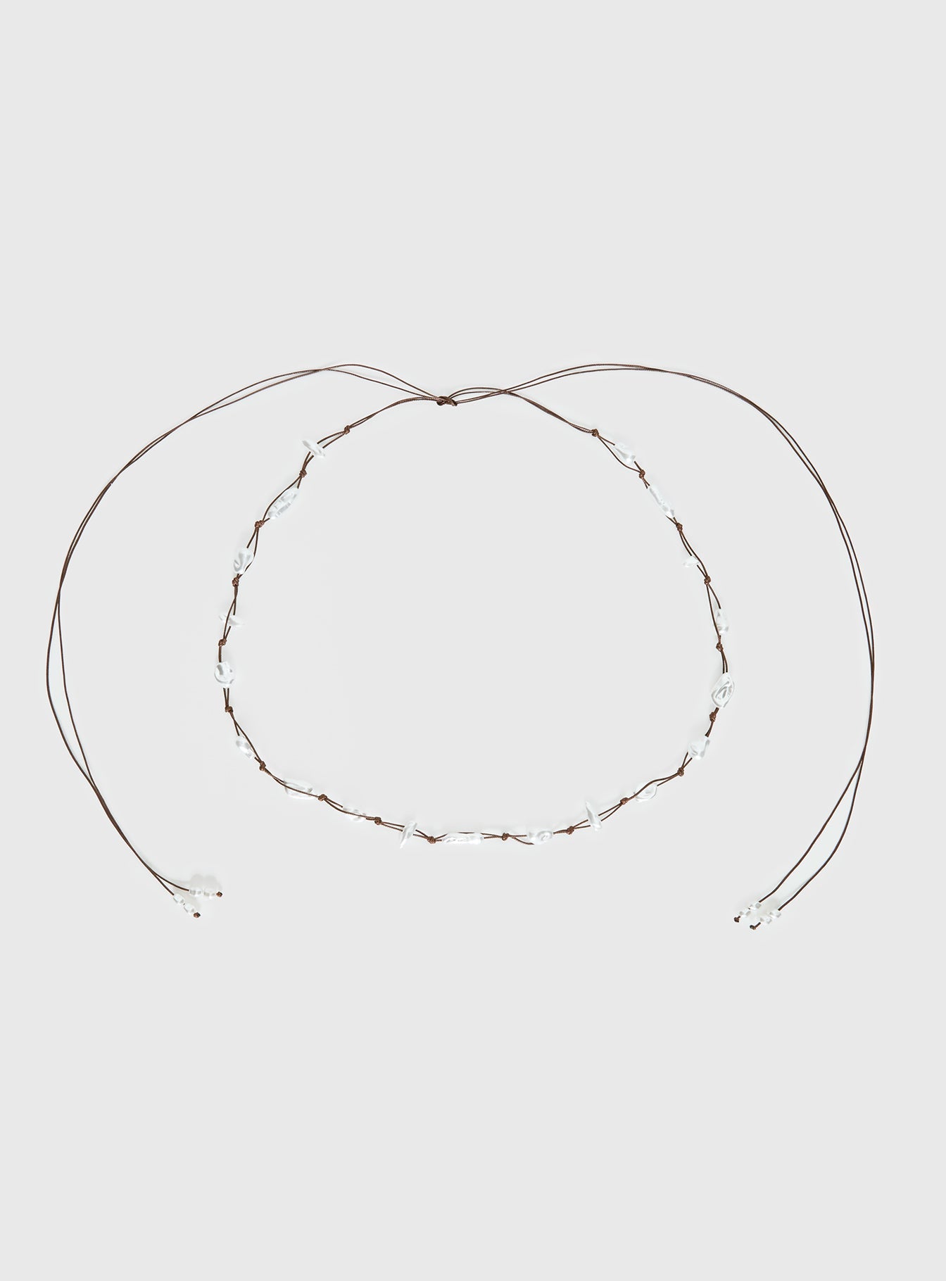 Delle Pearl Detail Wrap Belt Brown
