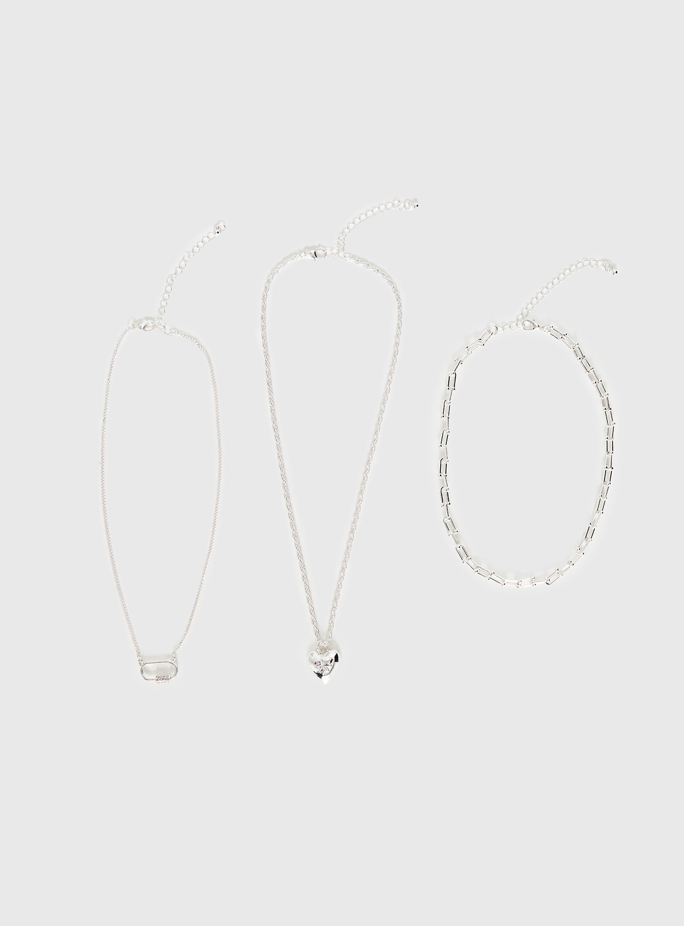 Double Date Layered Necklace Silver