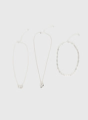 Double Date Layered Necklace Silver