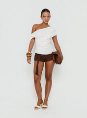 Seasons Change Relaxed Off Shoulder Top White