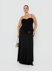 Nola Hardware Slit Maxi Skirt Black Curve