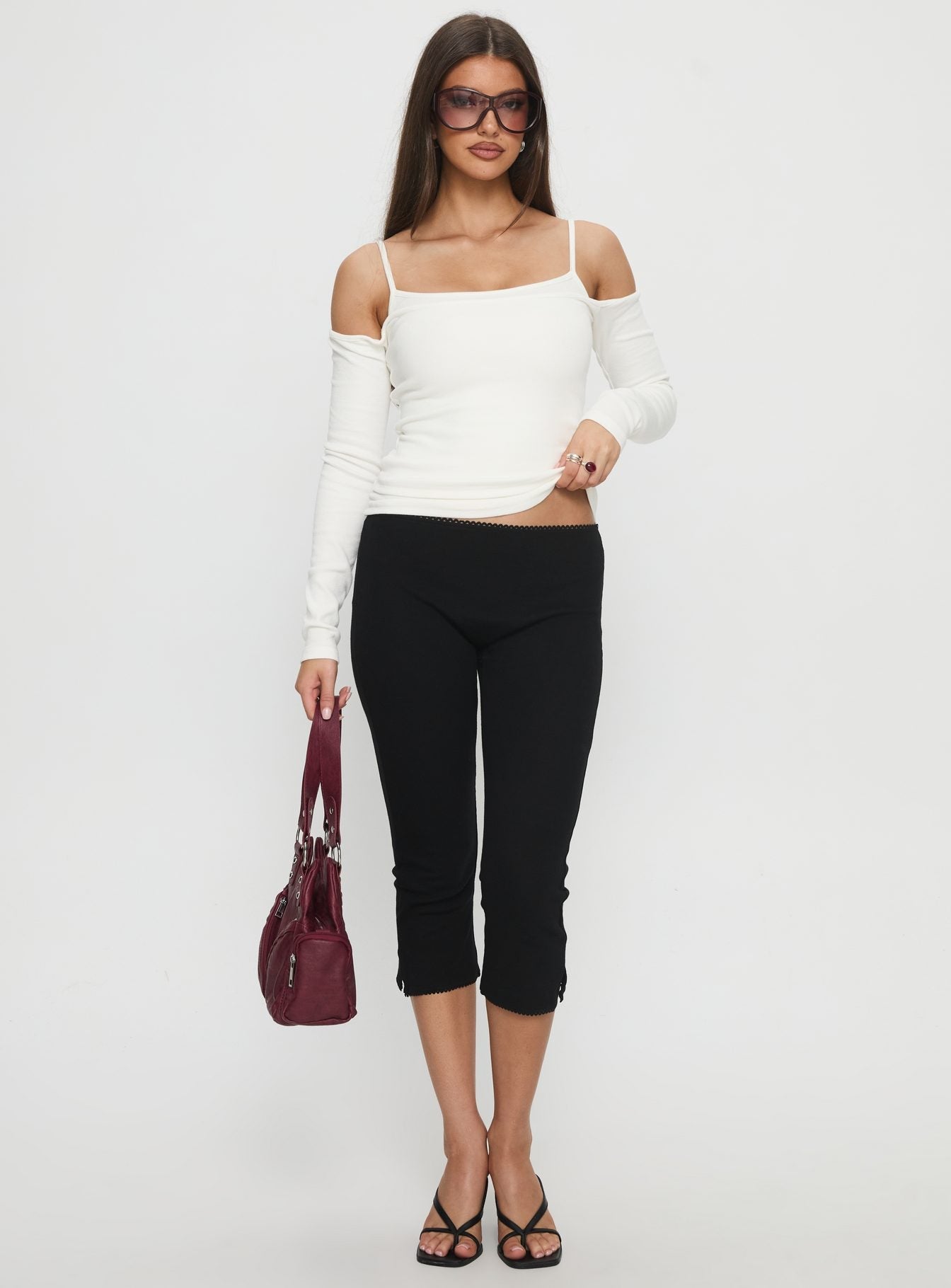 Baseline Rib Capri Pants Black