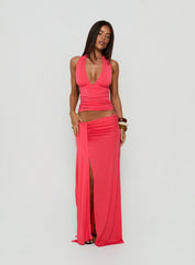 Keerah Ruched Maxi Skirt Guava