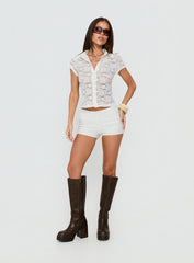 Daveney Lace Micro Shorts White