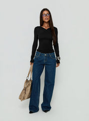 Tidal Wave Low Rise Straight Leg Jeans Dark Blue Wash
