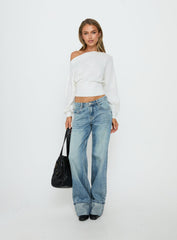 Lalola Asymmetrical Knit Jumper White