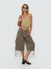 Priella Plunge Halter Top Yellow Stripe