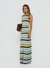 Saedee Knit Low Back Maxi Dress Multi Stripe
