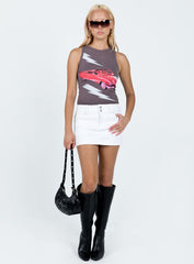 Faya Low Rise Denim Mini Skirt White