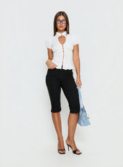 Yamila Keyhole Blouse Top White