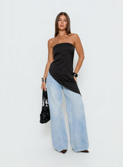 Lamia Strapless Asymmetrical Top Black
