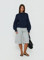 Harmony Balloon Sleeve Knit Sweater Navy