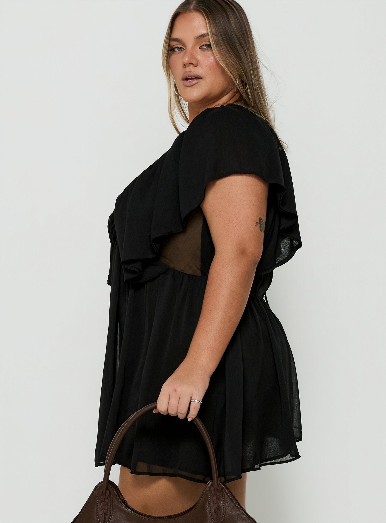Sun Spirit Plunge Flowy Playsuit Black Curve