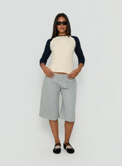 Telepathic Raglan Long Sleeve Top Cream / Navy