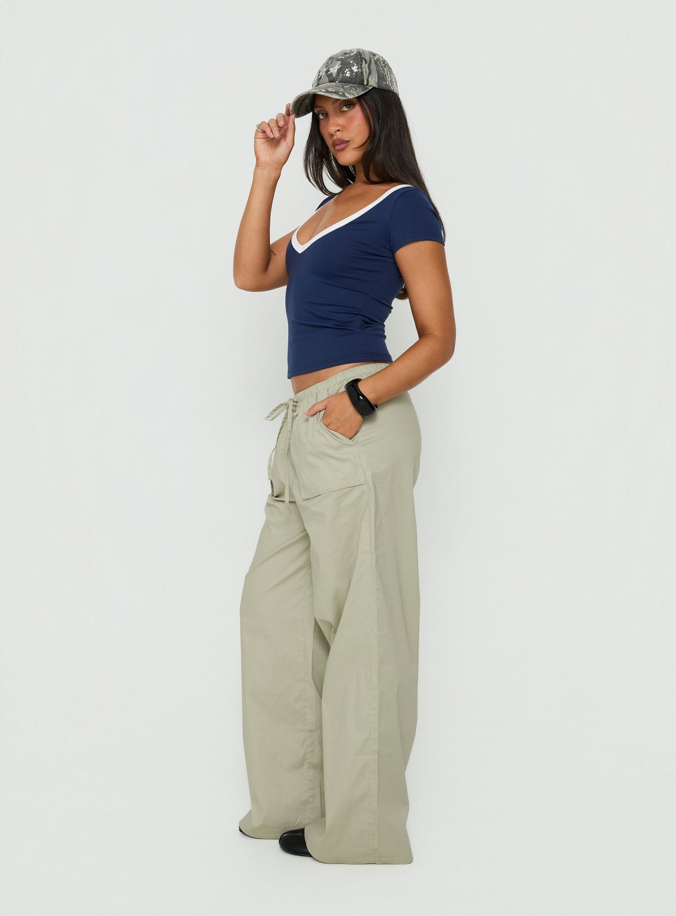 Toren Drawstring Straight Leg Pants Stone