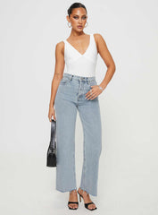 Fawcett High Rise Straight Leg Jeans Light Blue Wash
