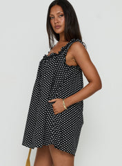 Swing Mini Dress Black Polka Dot