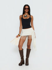Winita Macrame Tassel Mini Skirt Cream