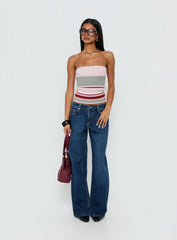 In The Mirror Strapless Top Pink Stripe
