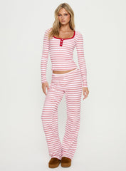 Slumber Party Sleep Rib Pants Pink Stripe
